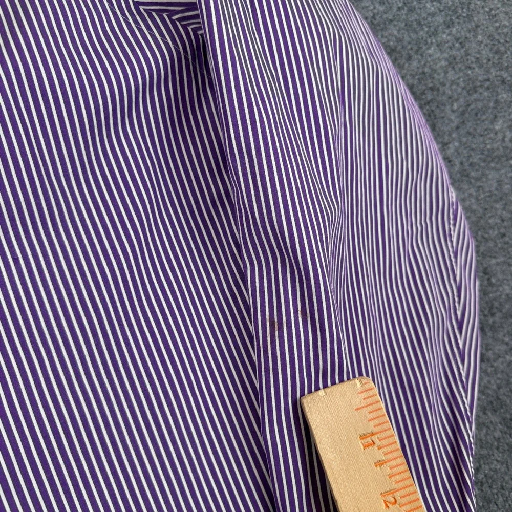 Polo Ralph Lauren Shirt Mens 3XLT Purple White Striped Cotton Poplin Button Up